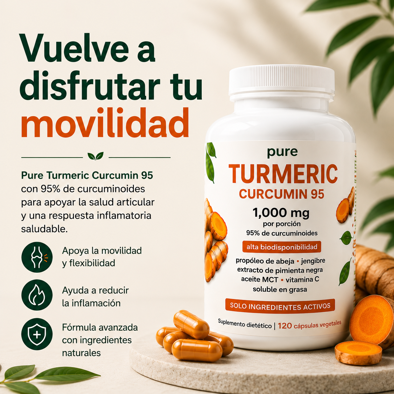Pure Turmeric Curcumin Mayor Movilidad y Bienestar